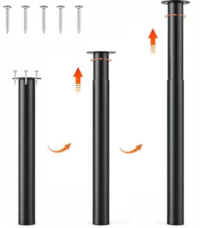 LONENESSL Breakfast Bar Adjustable Height 710mm-1100mm Table Leg, Metal Furniture Support With Screw for Worktop Table Support Adjustable Desk - Black