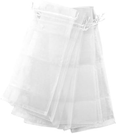 Luckious 10CPS Wine Bags, Reusable Organza Bottle Gift Bags for Wedding Birthday Party – Elegant Packaging for Your Finest Bottles (White)