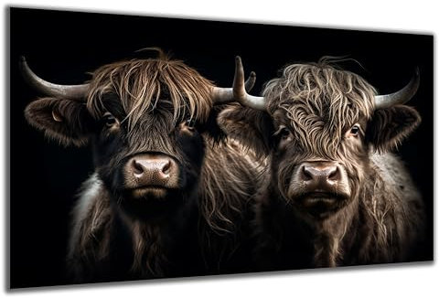 DARO Design - Wand-Bild auf 6mm HDF 40x30 cm 2 Rinder Köpfe - Wand-Deko Bilder Geschenk