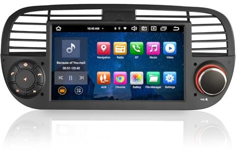 GONFEN 7 Zoll 8-Kern Android 12 Autoradio GPS Navi für FIAT 500/500C/500S (2008-2015) 500E (2013-2015) mit Kabelloses Carplay Android Auto Bluetooth WiFi SWC Canbus DAB+ RDS DAB+ DSP 4GB RAM+64GB ROM
