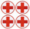 4er Set – Medizinischer Medic Patch – rund mit einem roten Kreuz – zum Aufnähen – bestickter Aufnäher / Abzeichen / Emblem