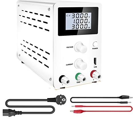 Fuente de alimentación de laboratorio, Fuente de alimentación de CC ajustable de laboratorio de conmutación 30V 10A Fuente de alimentación de regulador de voltaje estabilizado de banco Fácil de config