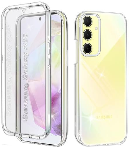 Cover per Samsung A35 5G Antiurto Custodia per Galaxy A35 5G 360 Gradi con Protezione dello Schermo Integrata Rugged Trasparente Full Body Protettivo Case Trasparente TPU Cover per Samsung A35, Clear