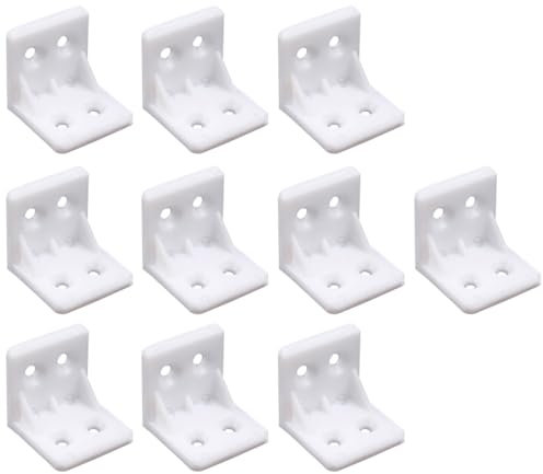 L Winkelverbinder Kunststoff, Weiß Eckwinkel Möbel Winkel 90 Grad Verstärkungsfuge L Klammern für Befestigen Reparieren Möbeln Holz (10er pack, 28 * 28mm)