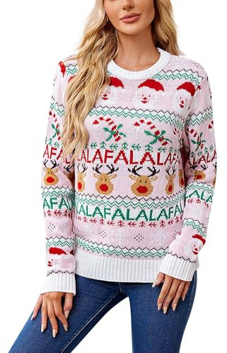 Weihnachtspullover Lustig, Lustige Christmas Langarm Sweater Christmas Sweater Damen, Xmas Weihnachten Weihnachtspullover Mit Licht Ugly Kleidung Weihnachtspullover Mit Beleuchtung L