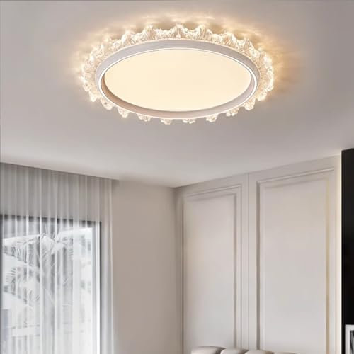 LED Kristall Deckenleuchte Moderne Dimmbar Deckenlampe Mit Fernbedienung 3000K-6500K Deckenlicht Aluminium Acryl Lampenschirm Esstisch Halle Beleuchtung Innenleuchte Innendeckenleuchte(44CM/34W)