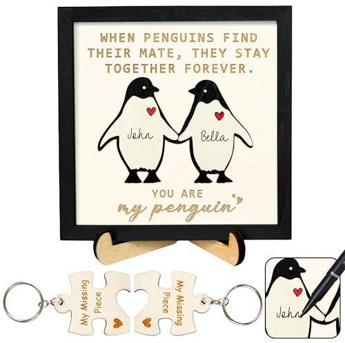 Panneau en bois avec inscription « You Are My Penguin » - Cadeau romantique pour lui, elle, anniversaire de mariage - Cadeau de Saint-Valentin pour petit ami, petite amie, mari, femme - Décoration
