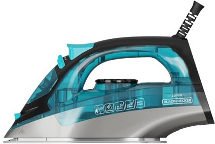 Black+Decker - Plancha de Vapor 2200W | Vapor Continuo 30g/min | Golpe de Vapor 120g/min | Suela Acero Inoxidable | Sistema Antical y Antigoteo | Planchado Vertical | Spray de Agua | Punta Precisa
