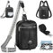 Travistar Brusttasche Damen Sling Bag Herren 2 in 1 Rucksack Damen Wickeltasche mit 2 Abnehmbare Schultergurte und Feuchttuch-Tasche, PU Leder Crossbody Bag Damen Umhängetasche Schultertasche Schwarz