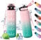 Trinkflasche Sport 1L, Trinkflaschen Kohlensäure Geeignet, Wasserflasche Sport Auslaufsicher mit Zeitmarkierung, Trinkflasche mit Strohhalm, Sportflasche für Fitness, Gym, Schule, Outdoor, Yoga