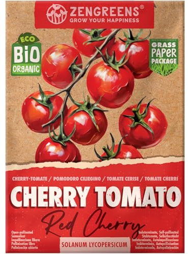 ZenGreens® - Semillas de tomate cherribio - verduras para cultivar fácilmente en el jardín, balcón o parterre elevado - hortalizas - tomate cereza - red cherry