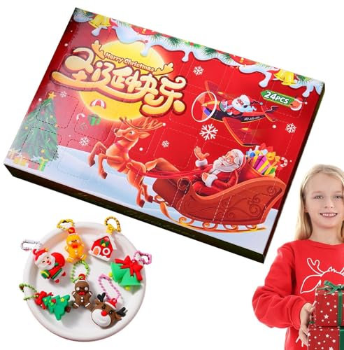 Adventskalender mit Weihnachtsanhänger, Adventskalender mit Anhänger, Weihnachts-Schlüsselanhänger, Weihnachtsanhänger – Schlüsselanhänger für Weihnachtsurlaub, lustiger Kalenderschmuck mit Löchern