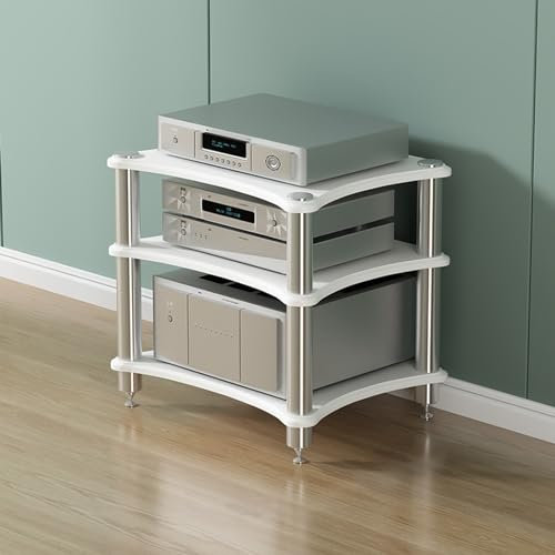 WJFTODAY Video-Audio-Rack, 3/4-stufiger AV-Medienschrankständer, moderner AV-Schrank, Gamg-TV-Ständer und Stereo-Rack-Audioturm, für/Spielkonsolen/DVD-Player/Projektor/TV-Zubehör (Farbe: D, Größe: 3-