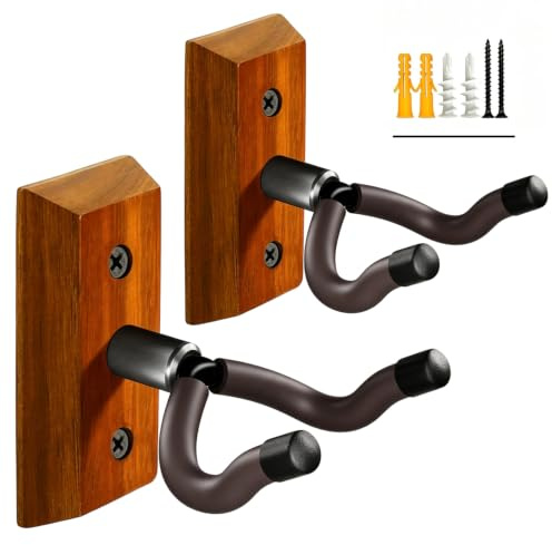 Gitarren-Wandhalterung, 2 Stück, Akazienholz, U-förmige Gitarren-Wandaufhängung, Gitarrenhalter-Hakenständer, Wandhalterung, Gitarrenzubehör für Akustik-, E-Gitarre, Banjo, Bass, Ukulele