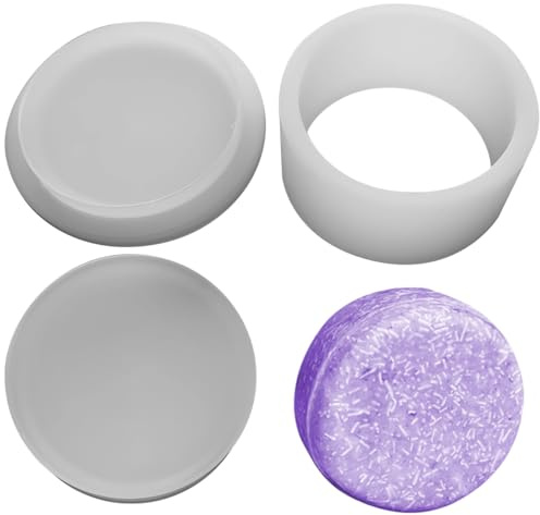 Kronabelle Molde redondo de jabón de 6,4 cm y prensa de bomba de baño para uso de bricolaje, molde de plástico para manualidades con textura suave para champú y más