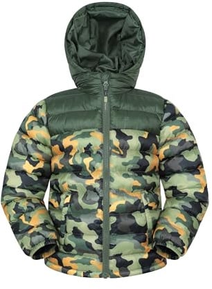 Mountain Warehouse Seasons Kids Padded Puffer Jacket | Water Resistant, Lightweight Coat with Hood for Boys & Girls, Insulated for Warmth, Suitable for School, Light Rain, Winter