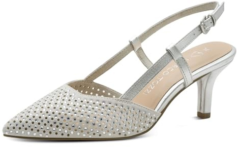 Marco Tozzi Damen Pumps weiches Feel Me Fußbett weiches Innenfutter Modisch, metallic (Silver), 36 EU