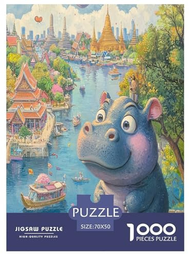 Hippo Puzzle 1000-teilige Schwer Puzzle Spielzeug Lernspiel Impossible Herausforderungsspielzeug Für Erwachsene Und Kinder Ab 14 Jahren 70x50cm/1000pcs