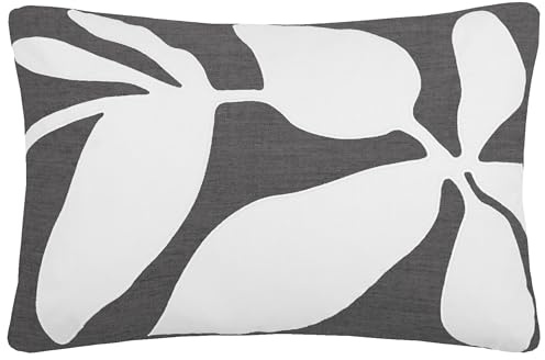 Voyage Maison Aspin Feather Filled Cushion – 100% Cotton Abstract Leaf Appliqué Decorative Pillow (Dusk - 40x60cm)