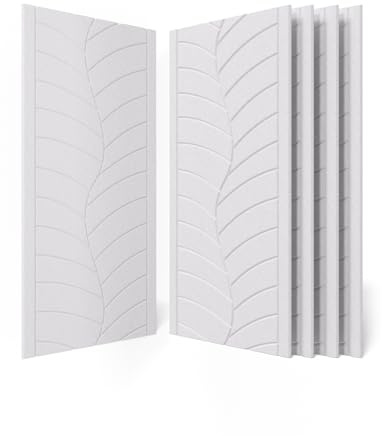 Kuchoow Groß Akustikplatten Selbstklebend Schallabsorber Wand, 4 Stück 120x60x0,9cm Paneele Schall Wandpaneele für Büro, Studio, Akustische Behandlung Wanddekoration, Weiß