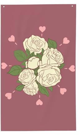 Weiße Rose der Liebe. Dekorative Outdoor-Flagge, 90 x 152 cm, vertikales Polyester-Banner