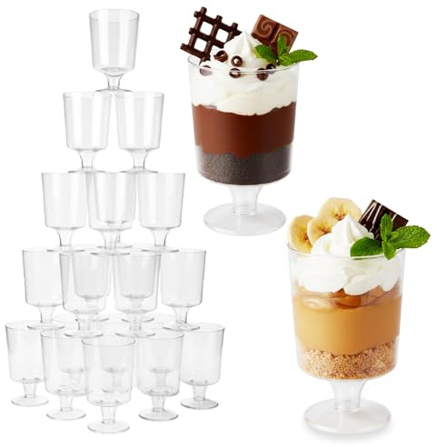 Dessert Infinity 50 Pieces 110ml 4oz Hard Plastic Dessert Cups Reusable for Cheesecakes Cube Clear Parfait Appetizer Cup Serving Bowl Pudding Mousse Party (4.0cm x 8.2cm)