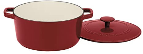 Cuisinart Chef's Classic Cocotte ronde en fonte émaillée avec couvercle de 5 litres, rouge cardinal