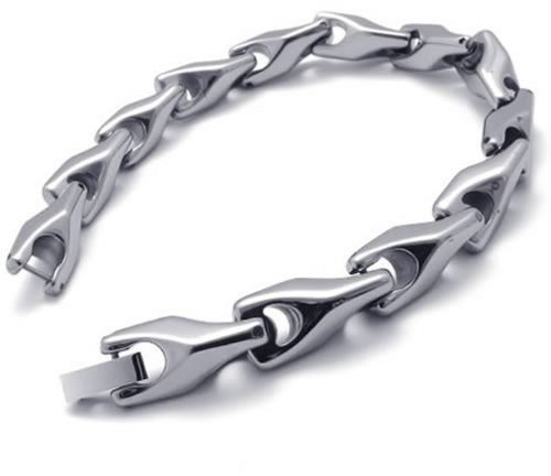 KONOV Schmuck Herren Armband, Wolframcarbid, Klassiker, Silber