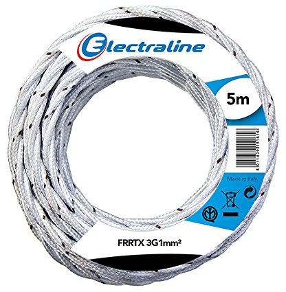 Electraline 16810 FRRTX Cavo Tessile, Sezione 3x1 mm, Lunghezza 5 m, Bianco
