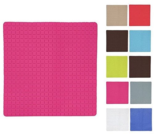 MSV Tapis Fond de Douche antidérapant Caoutchouc Quadro 54x54cm Fuschia