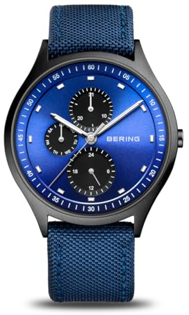 BERING Herren Quarz Uhr | Armbanduhr 41 mm Titangehäuse und Zifferblatt | Titanband mit Titanelementen | 10 ATM | 11741