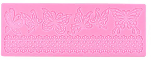 GLOGLOW Schmetterlings-Spitze-Matte Kuchen-Spitze-Form-Kuchen-Dekor-Versorgungsmaterialien Fondant-Spitze-Form-Silikon-Prägungsmatte-Schmetterlings-Spitze-Form-Farben-Rosa