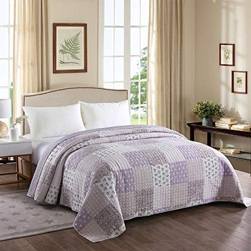 Laneetal Tagesdecke Steppdecke Bettüberwurf Patchwork Wendedesign Bettdecke Stepp Decke Doppelbett unterfüttert und gesteppt, 150x200 cm