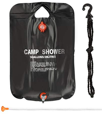 Relaxdays 3 x Campingdusche 20 l im Set, Solardusche Camping, zum Aufhängen, faltbar, mit Handbrause, Mobile Außendusche, schwarz