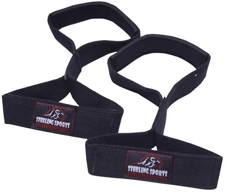Sterling Sports® Figure 8 Straps Padded Cuff Weight lifting Gym Bar Strength Training Wrist Wraps