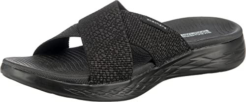 Skechers Women's On-the-go 600 - Glistening Slide Sandal,Black Textile,5 UK