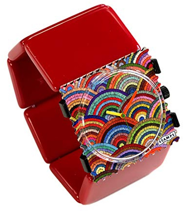 S.T.A.M.P.S. Stamps Uhr komplett - Zifferblatt Patch Wave auf Belta Red