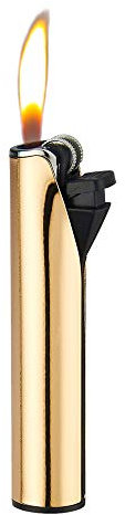 Feuerzeug Deluxe Metal mit Soft Flame wiederbefüllbar Normalflamme Feuerzeug Metall Gehäuse (Gold - 1 Feuerzeug)