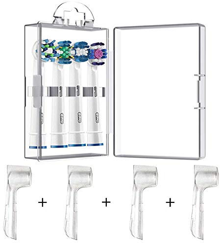 Nincha 4er-Pack Hygienische Schutzkappen + 1 Aufbewahrungsbox für Oral-B Bürstenköpfe