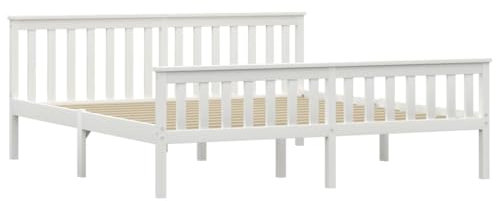 vidaXL Kiefernholz Massiv Bettgestell Bett Massivholzbett Holzbett Doppelbett Futonbett Bettrahmen Lattenrost Schlafzimmer Weiß 180x200cm