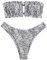ZAFUL Damen Bikini Set, schulterfrei Bandeau mit Kordelzug & Rüschen High Cut Bademode mit Tierdruck (Speck, S)