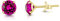 DTPsilver® Pendientes Pequeños - Pendientes Mujer Plata de Ley 925 Chapados Oro con Cristales Swarovski® Elements - Pendientes Dorados - Diámetro: 6 mm - Pendientes Fucsia