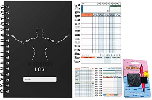 Workout Log Gym - XL & XS Gym, Fitness, and Training Diary - Set Goals, 1000 Exercises, Track 100 Workouts and Record Progress, Premium Diary. (X-LARGE (A5), Black Male Silhouette)