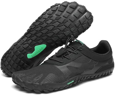 SAGUARO Chaussure Minimaliste Femme Chaussures de Trail Running Homme Chaussures Courses Barefoot Noir Pur 47 EU