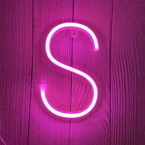 ENUOLI LED Neon Buchstaben Lichter Rosa Neonschild Leuchten Buchstaben Neonschild Batterie/USB Beleuchtete Buchstaben Neon Nachtlicht Dekor für Kinderzimmer,Hochzeit,Weihnachten,Valentinstag(S)