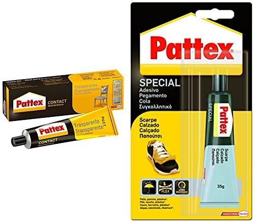 Pattex Cola De Contacto, Para Trabajos De Bricolaje, Color Transparente, 125Gr + Pegamento Para Calzados, Flexible, Duradero Y Resistente Al Agua, 35 Gr
