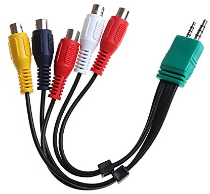 Roadoor Cavo Audio Video Professionale Ad Alta Definizione Plug And Play Segnale Stabile 18 Cm 3,5 Mm + 2,5 Mm A 5rca Cavo Adattatore Componente Av Compatibile con TV LCD Multicolore