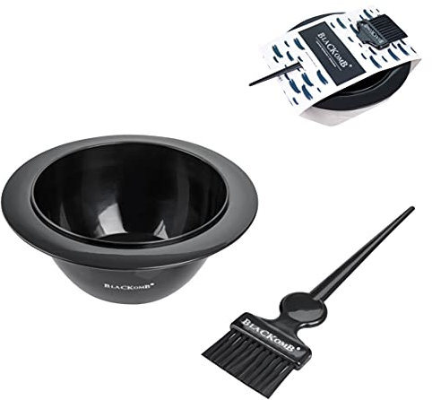 Blackomb - Haarfärbeset mit Pinsel und Schale | Färbeset zum Anmischen von Haarfärbemittel | Haarfarbe Zubehör | Farbpinsel mit Farbschale | Schwarz