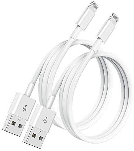 [2 Pack] 1m Cable Chargeur iPhone certifiés MFi Apple, Cordon de câble Lightning vers USB 2 mètres pour iPhone 14/13/12/11/11 Pro/11 Pro Max/X/XS Max/8/7/6/5/iPad
