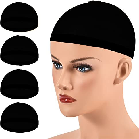 Stocking Wig Cap Ultra Thin - 4 Pieces, Breathable, Sweat Absorber & Stretchable Wig Caps for Women, One Size Fits All (4 Pack,Black)